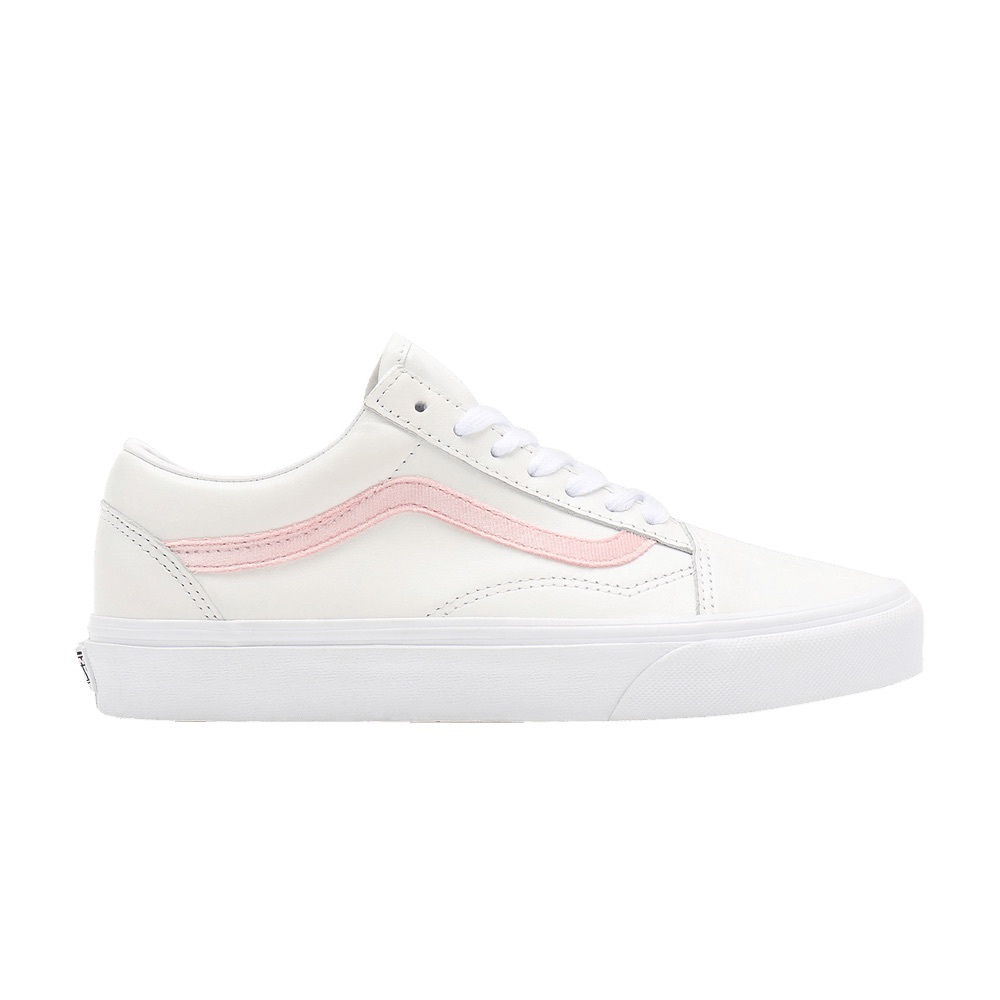 Vans Old Skool 'Velvet Sidestripe White Powder Women's White and Pink Sneakers